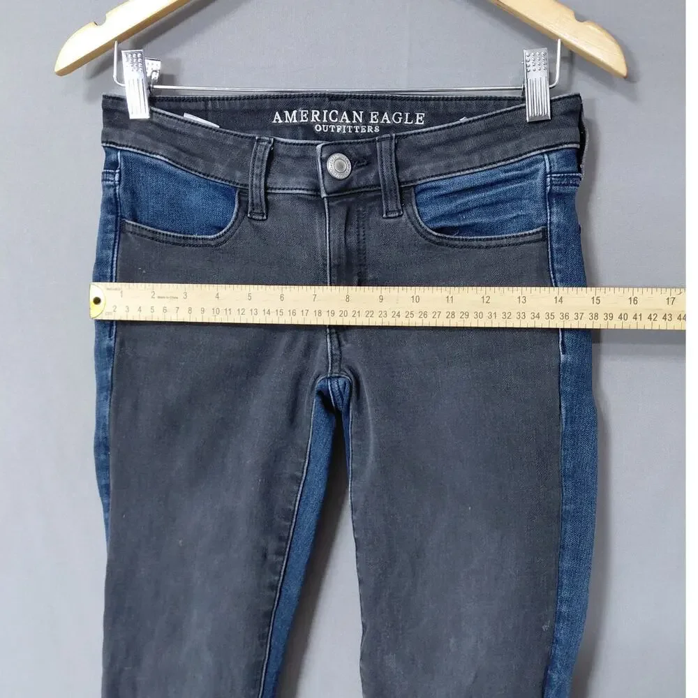 American Eagle Super X4 Colorblock Side Stripe Skinny Jeans Women Size 2